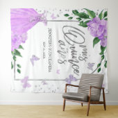 Quinceanera Butterflys Lavendel Gown Achtergrond Wandkleed (In Situ (horizontaal))