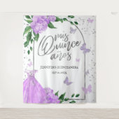 Quinceanera Butterflys Lavendel Gown Achtergrond Wandkleed (Voorkant)