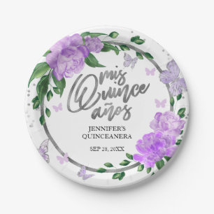 Quinceanera Butterflys Lavendel Gown Papieren Bordje