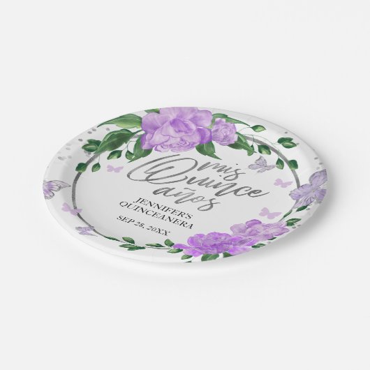 Quinceanera Butterflys Lavendel Gown Papieren Bordje (Gekanteld)
