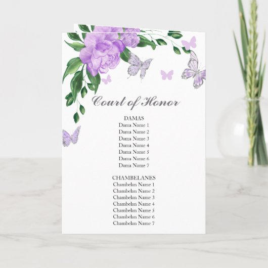 Quinceanera Butterflys Lavendel Gown Programma's (Achterkant)