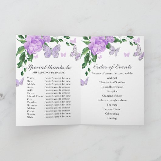 Quinceanera Butterflys Lavendel Gown Programma's (Binnen)