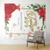 Quinceanera Butterflys Rode Gown Achtergrond Wandkleed (In Situ (horizontaal))