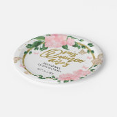 Quinceanera Butterflys Roze Blush Gown Papieren Bordje (Gekanteld)