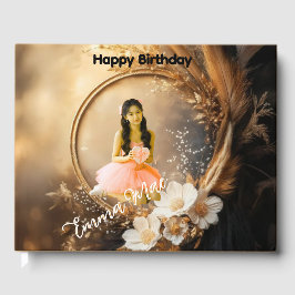 Quinceañera Celebration Custom Floral Guest Book Gastenboek