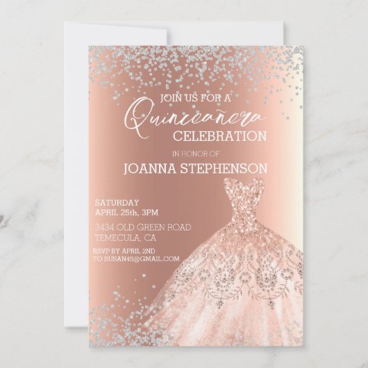 Quinceanera Celebration party Dress Diamonds Kaart (Voorkant)