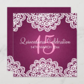 Quinceañera Celebration Party Lace Pink Kaart (Voorkant / Achterkant)