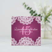 Quinceañera Celebration Party Lace Pink Kaart (Staand voorkant)
