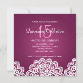 Quinceañera Celebration Party Lace Pink Kaart (Achterkant)