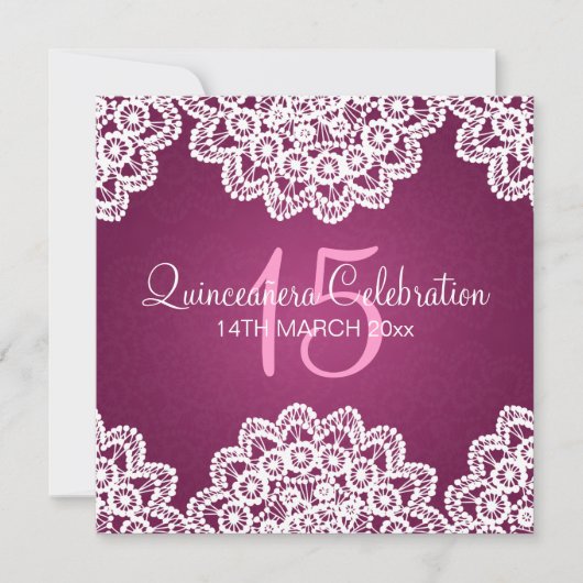 Quinceañera Celebration Party Lace Pink Kaart (Voorkant)