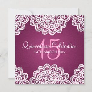 Quinceañera Celebration Party  Lace Pink Kaart