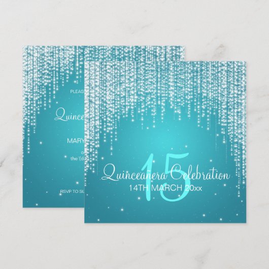 Quinceañera Celebration Party Night Dazzle Blue Kaart (Voorkant / Achterkant)