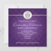 Quinceañera Celebration Party Royal Crown Paars Kaart (Achterkant)