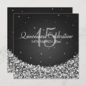 Quinceañera Celebration Party Star Sparkle Black Kaart (Voorkant / Achterkant)