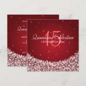 Quinceañera Celebration Party Star Sparkle Red Kaart (Voorkant / Achterkant)
