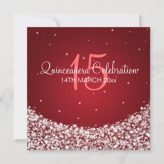 Quinceañera Celebration Party Star Sparkle Red Kaart (Voorkant)