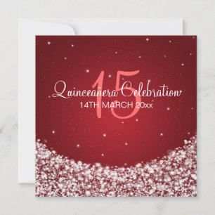 Quinceañera Celebration Party Star Sparkle Red Kaart
