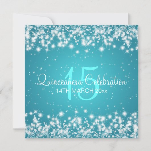 Quinceañera Celebration Party Winter Sparkle Blue Kaart (Voorkant)