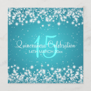 Quinceañera Celebration Party Winter Sparkle Blue Kaart