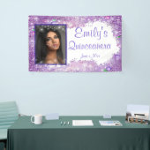 Quinceanera Celebration, roze glitter Pareltjes sc Spandoek (Beurs)