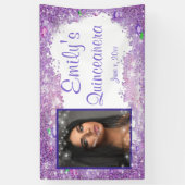 Quinceanera Celebration, roze glitter Pareltjes sc Spandoek (Verticaal)