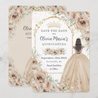 Quinceañera Champagne Beige Crème Bloemen Prinses