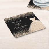 Quinceanera Champagne Faux Glitter Kartonnen Onderzetters (Schuin)