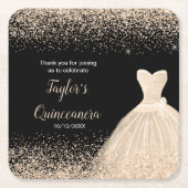 Quinceanera Champagne Faux Glitter Kartonnen Onderzetters (Voorkant)