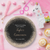 Quinceanera Champagne Faux Glitter Papieren Bordje (Feest)