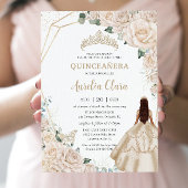 Quinceanera Champagne Ivoor Bloemen Jurk Prinses Kaart