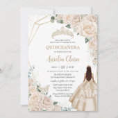 Quinceanera Champagne Ivoor Bloemen Jurk Prinses Kaart (Voorkant)