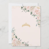 Quinceañera Champagne Ivoor Blush Bloemen Goud Kaart (Achterkant)