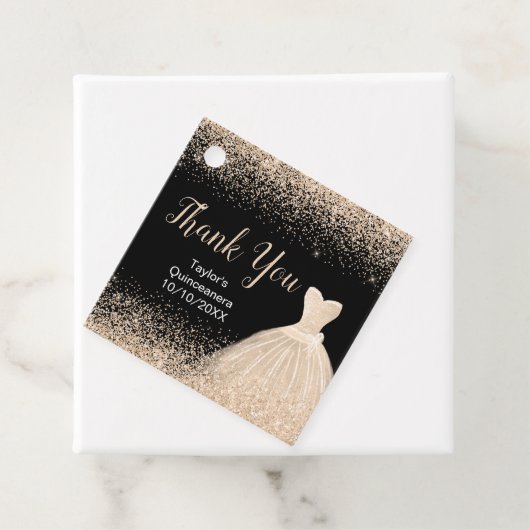 Quinceanera Champagne Witte Jurk Faux Glitter Bedankjes Labels (In situ)