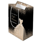 Quinceanera Champagne Witte Jurk Faux Glitter Medium Cadeauzakje (Achterkant Gekanteld)
