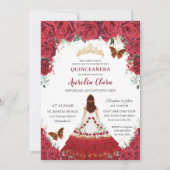 Quinceañera Charro Red Floral Princess Hoefijzer Kaart (Voorkant)