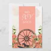 Quinceañera Charro Western Perzik Roze Roze Bloem Kaart (Achterkant)