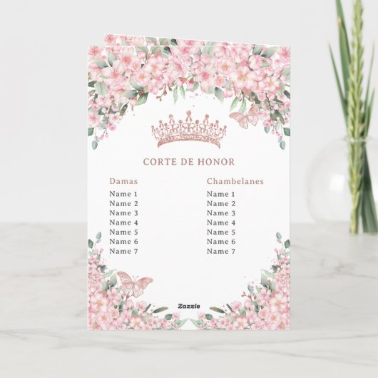 Quinceañera Cherry Blossoms Roos Gold Programma (Achterkant)