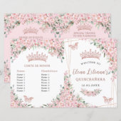 Quinceañera Cherry Blossoms Roos Gold Programma (Voorkant / Achterkant)