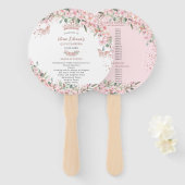 Quinceañera Cherry Blossoms Roos Gold Programma Handwaaier (Voorkant en achterkant)