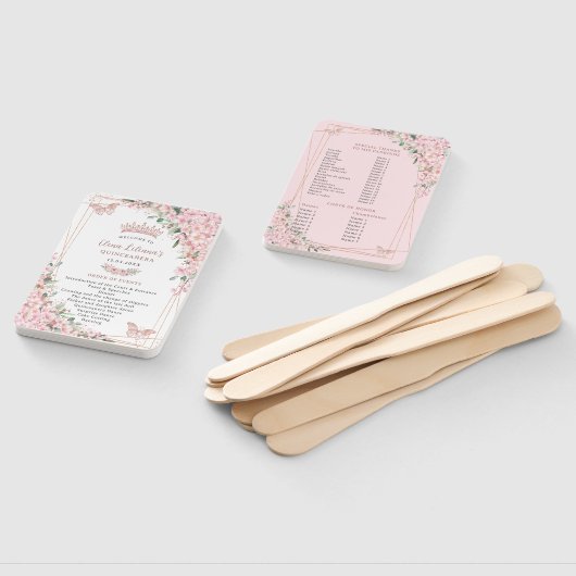 Quinceañera Cherry Blossoms Roos Gold Programma Handwaaier (Niet-gemonteerd)