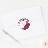 Quinceanera Cherry Red Glitter Dress Ronde Sticker (Envelop)