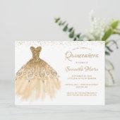 Quinceanera Chic Gouden Jurk Glitter Wit Feest In Kaart (Staand voorkant)