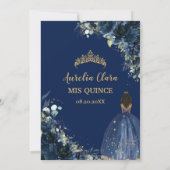 Quinceañera Chic Navy Blauw Bloemen Bruin Prinses Kaart (Achterkant)