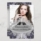 Quinceanera Chic Paars Damask Diamond Jewel Kaart (Voorkant / Achterkant)