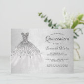 Quinceanera Chic Silver Dress over Silver Party Kaart (Staand voorkant)