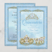 Quinceanera Cinderella Blue-sprookje Carriage Kaart (Voorkant / Achterkant)