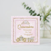 Quinceanera Cinderella Blush Pink Carriage 2 Kaart (Staand voorkant)