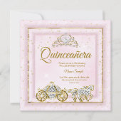 Quinceanera Cinderella Blush Pink Carriage 2 Kaart (Voorkant)