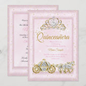Quinceanera Cinderella Blush Pink Carriage Kaart (Voorkant / Achterkant)