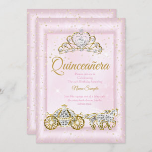 Quinceanera Cinderella Blush Pink Carriage Kaart
